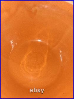 Antique Ransbottom Orange Mixing Bowl Girl With Watering Can 166-9 Pristine