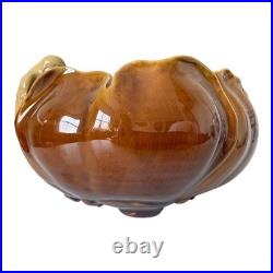 Antique Rare J. B. Owens Pottery Brown & Tan Art Pottery Bowl with Applied Bird