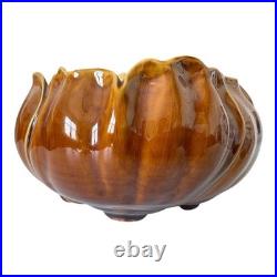 Antique Rare J. B. Owens Pottery Brown & Tan Art Pottery Bowl with Applied Bird