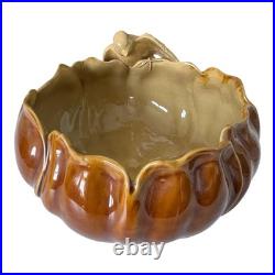 Antique Rare J. B. Owens Pottery Brown & Tan Art Pottery Bowl with Applied Bird