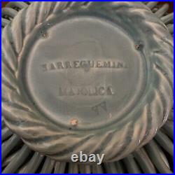 Antique Rare Majolica Turquoise Blue Ceramic Basket Bowl Sarreguemines France