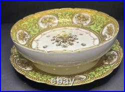 Antique Rare Old Noritake Art Nouveau Gold Gilt Berry Bowl & Saucer C. 1891-1915