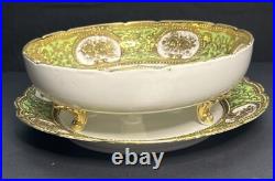 Antique Rare Old Noritake Art Nouveau Gold Gilt Berry Bowl & Saucer C. 1891-1915