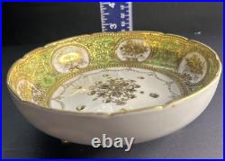 Antique Rare Old Noritake Art Nouveau Gold Gilt Berry Bowl & Saucer C. 1891-1915
