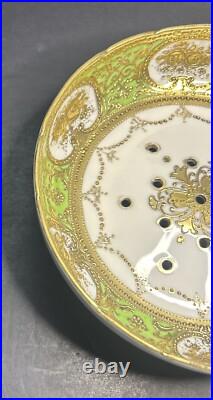 Antique Rare Old Noritake Art Nouveau Gold Gilt Berry Bowl & Saucer C. 1891-1915
