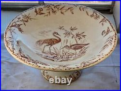 Antique Ridgway Indus Pattern Brown Transferware Compote C1880 England