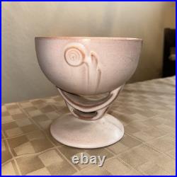 Antique Roseville Pottery 295 Moderne Pedestal Bowl Pink White MCM 1937
