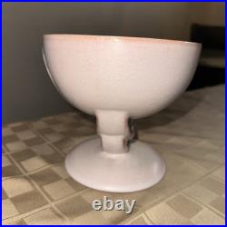 Antique Roseville Pottery 295 Moderne Pedestal Bowl Pink White MCM 1937 Antique Roseville Pottery 295 Moderne Pedestal Bowl Pink White MCM 1937