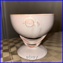 Antique Roseville Pottery 295 Moderne Pedestal Bowl Pink White MCM 1937