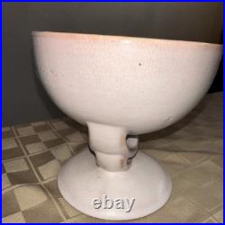 Antique Roseville Pottery 295 Moderne Pedestal Bowl Pink White MCM 1937