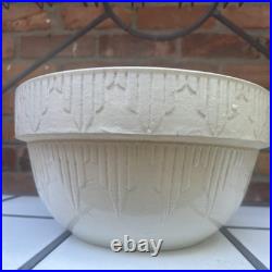 Antique Ruckel's Pottery Yellowware 12 Mixing Bowl Picket Fence Art Deco USA