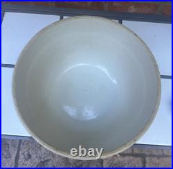 Antique Ruckel's Pottery Yellowware 12 Mixing Bowl Picket Fence Art Deco USA