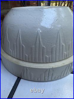 Antique Ruckel's Pottery Yellowware 12 Mixing Bowl Picket Fence Art Deco USA