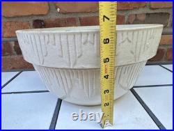 Antique Ruckel's Pottery Yellowware 12 Mixing Bowl Picket Fence Art Deco USA