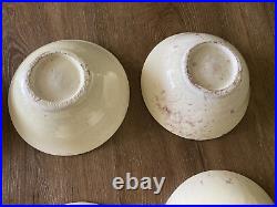 Antique Spanish Bowls-Set of 6 Fajalauza Glazed & Hand-painted Terra Cotta Bowls