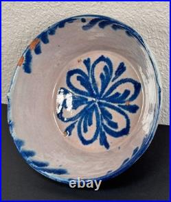 Antique Spanish Fajalauza Ceramic Bowl Glazed Faience 19th C. Faience Lebrillo