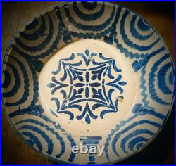 Antique Spanish Fajalauza Ceramic Bowl Glazed Faience 19th C. Faience Lebrillo