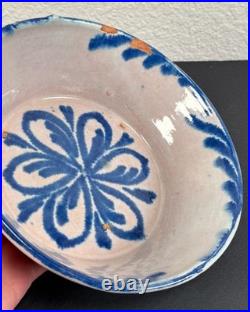 Antique Spanish Fajalauza Ceramic Bowl Glazed Faience 19th C. Faience Lebrillo