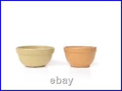 Antique Stoneware Pottery Tiny Early American Yellow Ware Bowl Set 1800's Sample