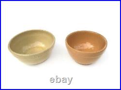 Antique Stoneware Pottery Tiny Early American Yellow Ware Bowl Set 1800's Sample