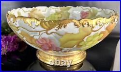 Antique Tressemann Vogt Limoges Punch Bowl Hand Painted Porcelain Art Nouveau