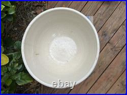 Antique VTG Blue Glaze Yellow Ware Stoneware Pottery Mixing Bowls Pair 12 & 9 In