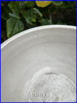 Antique VTG Blue Glaze Yellow Ware Stoneware Pottery Mixing Bowls Pair 12 & 9 In