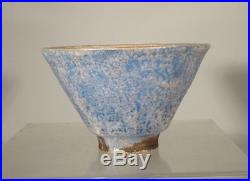 Antique Vintage Art Pottery Vase Bowl Crackle Glaze Signed Abstract