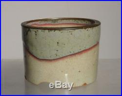 Antique Vintage Asian Japanese Art Pottery Bowl Censer Copper Glazed Signed