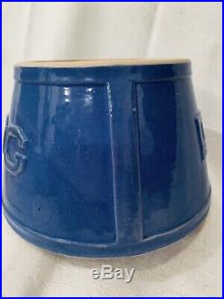 Antique Vintage BRAUER BROTHERS BLUE Pottery DOG Spaniel Bowl Saint Louis USA