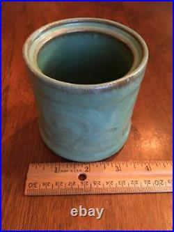 Antique Vintage Catalina Island Pottery Cigarette Humidor Jar Descanso Green