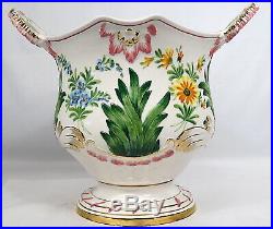 Antique Vintage Chelsea House Port Royal Compote Bowl with Handles Flowers Italy