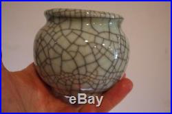 Antique Vintage Chinese Song Guan Ware Crackle Glaze Pottery Ceramic Vase