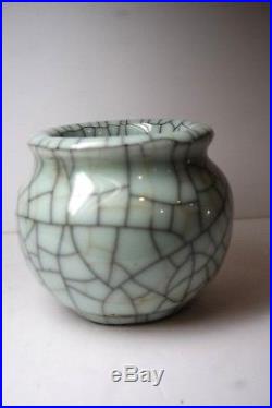 Antique Vintage Chinese Song Guan Ware Crackle Glaze Pottery Ceramic Vase