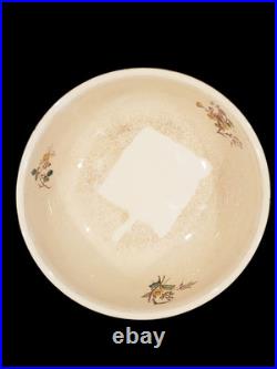 Antique Vintage Extra Large Crazed & Stained Ironstone Bowl Wildflower Pattern