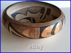 Antique Vintage Hopi Pueblo Indian Pottery Bowl Btfl Old Dsgn + Polychrome