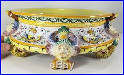 Antique Vintage Italian Majolica Maiolica Planter Bowl Figural Faience Deruta