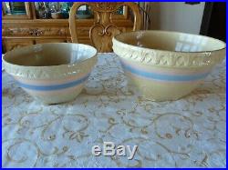Antique Vintage MCCOY Set of 6 Nesting Bowls, Pink & Blue Stripe square bottoms