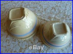 Antique Vintage MCCOY Set of 6 Nesting Bowls, Pink & Blue Stripe square bottoms