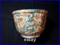 Antique Vintage Red Wing Spongeware Pottery Paneled Mixing Bowl 5 Small