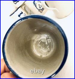 Antique Vintage Stoneware Large Bowl & Mugs