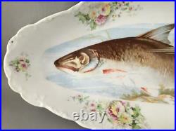 Antique Vtg Austria Carlsbad Lrg Huge Fish Serving Platter Bowl Long Tray Dish
