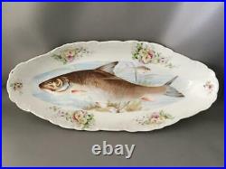 Antique Vtg Austria Carlsbad Lrg Huge Fish Serving Platter Bowl Long Tray Dish