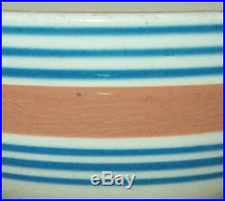 Antique Vtg Early 19th C Mochaware Bowl Peach and Blue Bands Mocha Staffordshire