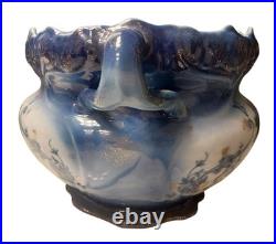 Antique WWR & Co. Staffordshire England Flow Blue & Gold Floral Bowl Jardiniere