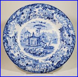 Antique Wedgwood Blue White Pearlware Transferware Bowl Chinese Temples c1835