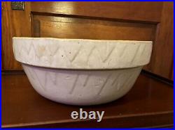 Antique White Hall Pottery Illinois 12 Sawtooth Mixing Bowl Stoneware