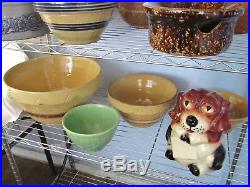 Antique Yellow Mocha Ware Ceramic Bowl Collection Nesting Pottery McCoy Watt Vtg