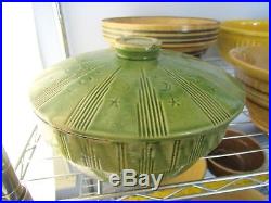 Antique Yellow Mocha Ware Ceramic Bowl Collection Nesting Pottery McCoy Watt Vtg