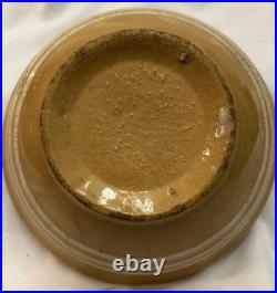 Antique Yellow Ware Mixing Bowl with Three Raised White Bands Rare Stoneware